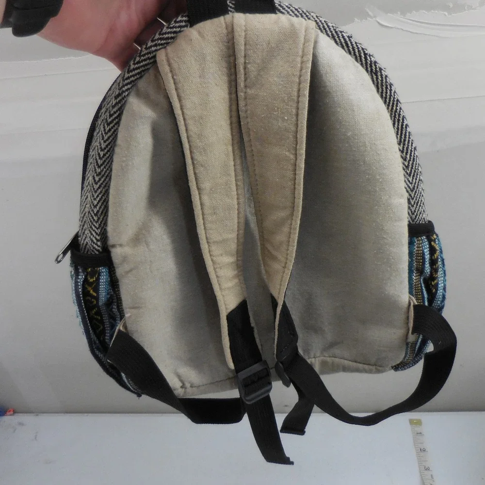 Himalayan Hemp Mushroom Mini Backpack Rising International Boho Woven Bag Nepal